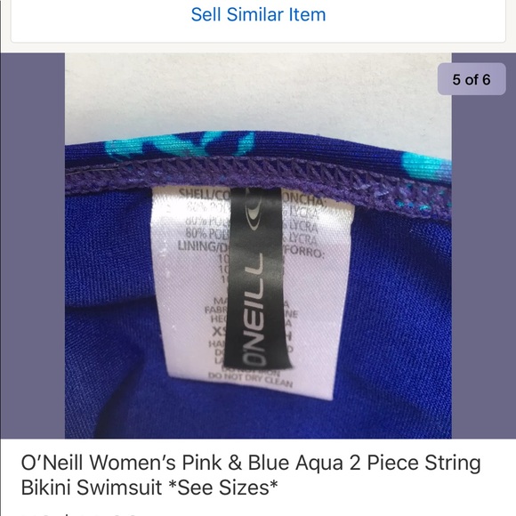O’Neill Pink & Blue Aqua 2 Piece Bikini Swinmsuit - Picture 4 of 5